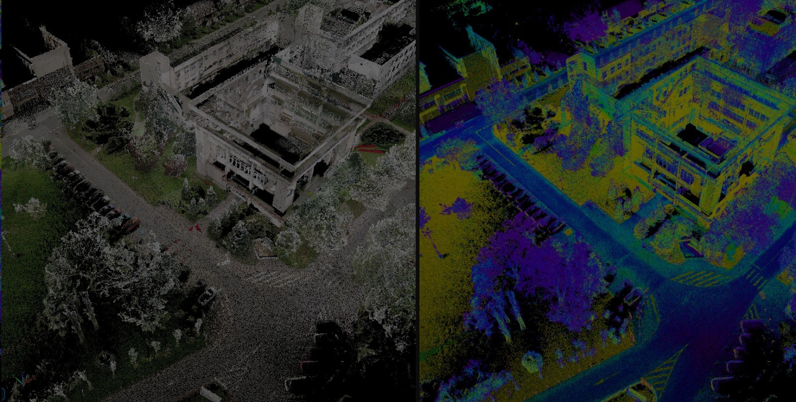 Aerial façade RGB vs intensity